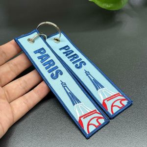 Custom Made Double Side Embroidery Keychain Lanyard Short Promotional Carabiner