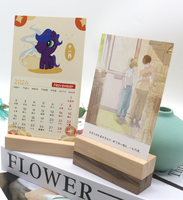 Support de calendrier de table en bois, support de carte de visite de bureau, support de carte de menu, support d'affichage de carte postale avec logo