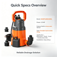 Pompe à eau submersible automatique haute pression avec capteur, OEM, portable, 1/3 CV, pour vidange de piscine et drainage de sous-sol inondé