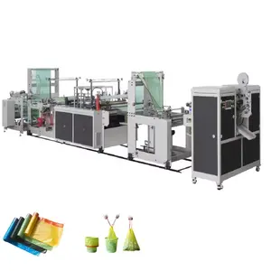 Automatic Plastic trash bag sealing machine draw tape garbage drawstring bag on roll making machine with auto rewinder