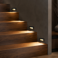 Lumière d'escalier carrée LED IP65 étanche pour extérieur, jardin, mur, encastrée, 3W, blanc chaud, aluminium