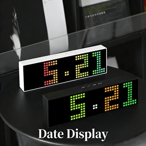 Nouvelle horloge numérique LED <span class=keywords><strong>à</strong></span> matrice de points RVB moderne et créative, <span class=keywords><strong>à</strong></span> changement de couleur, avec commande vocale, rétroéclairage, double alarme, calendrier, pour <span class=keywords><strong>table</strong></span>/mur, pour la maison - Product Image 3