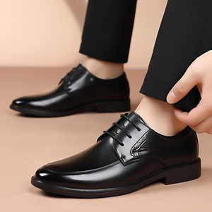 Chaussures habillées en cuir pour hommes, style Oxford, à bout pointu, à lacets, pour le bureau et la carrière, semelle souple, collection automne - Product Image 2