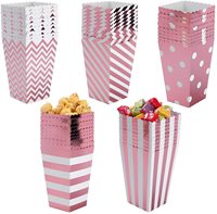 Mangkuk Kertas Bergaris Merah Putih 26oz 46oz Kustom, Wadah Popcorn Siap Pakai untuk Pesta, Kemasan Makanan Embossed UV Advantage, Laminasi Matt