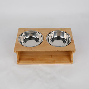 Comedero Elevado Moderno para Mascotas, Ecológico, de Madera, con 2 Tazones de Acero Inoxidable y Soporte de Almacenamiento para Perros - Product Image 4