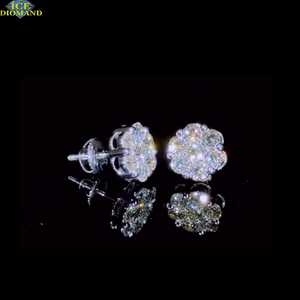 S925 Silver Men's &amp; Women's High Quality Custom <strong>Earrings</strong> <strong>Frozen</strong> Flower VVS Moissanite Diamond Stud Cluster Cluster <strong>Earrings</strong> - Product Image 1