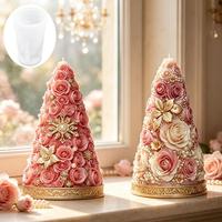 Cetakan Lilin Silikon Aromaterapi Kerajinan Batu Wangi Natal Romantis Menara Bunga Mawar M63616