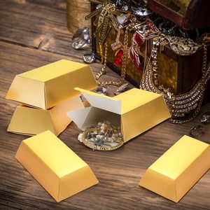Boîte cadeau en papier de taille personnalisée, imitation or brillant, pour mariage, bonbons, chocolat, boîte à trésor en forme de brique dorée pour <span class=keywords><strong>casino</strong></span>, fête d'anniversaire - Product Image 4