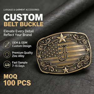 Hebilla de Cinturón Vaquero Occidental de Alta Calidad, Hebilla de Aleación de Zinc de Tamaño Personalizado, Logotipo Grabable para Hombres, Accesorio para Cinturón de Cuero y Jeans - Product Image 1