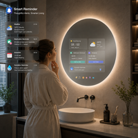Miroir de salle de bain intelligent Vercon Glory avec écran tactile de 5 pouces pour marques de salles de bain, WiFi, Bluetooth, LED, anti-buée automatique