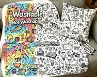 Couverture en flanelle douce pour enfants, lavable, non toxique, réutilisable, à peindre soi-même, avec marqueurs, cadeau pour la maison des enfants