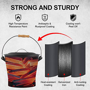 Juego de Accesorios para Chimeneas con Cubo para Cenizas, Incluye Pala, Cepillo de Mano, para <span class=keywords><strong>Chimenea</strong></span>, Fogata, Estufa de Leña, Cubo de Metal para Cenizas de 10 L - Product Image 4