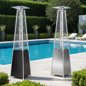 Calentador <span class=keywords><strong>de</strong></span> Patio a <span class=keywords><strong>Gas</strong></span> Moderno para Exteriores, Estufa <span class=keywords><strong>de</strong></span> Propano Tipo Pirámide con Ruedas, <span class=keywords><strong>Chimenea</strong></span> Portátil - Product Image 4