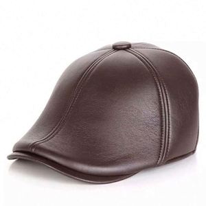 Henschel Leather PU Ivy Driving Cap Classic Scally Flat Hat Plaid Ivy Hats para hombres - Product Image 2
