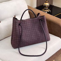 Sac fourre-tout tissé mat sophistiqué grande capacité, sac à main vintage pour femme, idéal pour les trajets quotidiens, en stock
