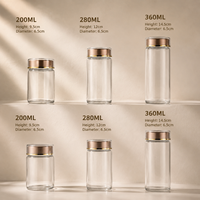 Flacon en verre transparent personnalisé pour vitamines avec bouchon à vis doré, pot de luxe pour pilules et capsules de suppléments avec boîte cadeau, impression de logo OEM ODM