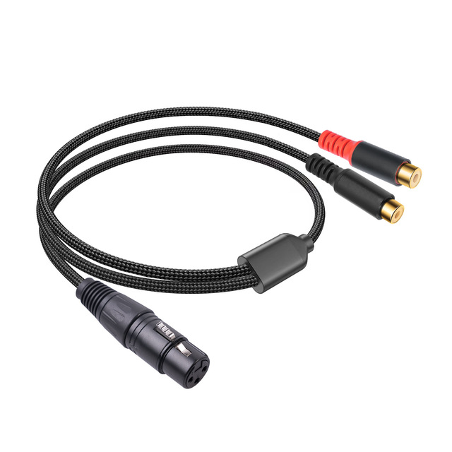 0.3m 3-pin XLR Female to 2 RCA Dual Lotus Y-type 1-minute 2-inch Audio Cable Instrument Accessory