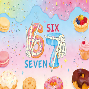 Bannière de fond de photographie amusante sur le thème des donuts, décorations de crème glacée, accessoires de photomaton, bannière Joyeux Anniversaire pour 6-7 ans - Product Image 2