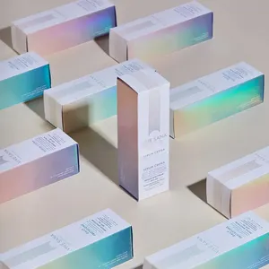 Umweltfreundliche individuelle individuelle UV-recycling-holografische verpackungsbox für kosmetika kosmetische karte papier lippenstift lipgloss