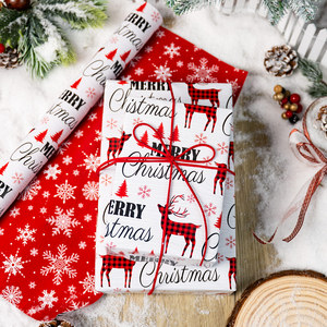 Merry Christmas Reindeer Snowflake <b>Pattern</b> Gift Wrapping <b>Paper</b> Double-Sided Art <b>Paper</b> for Holiday Packaging - Product Image 1