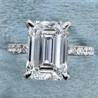 Bague de fiançailles en or massif 14K/18K avec diamant de laboratoire taille émeraude 3 carats, halo caché et pavé, certifiée IGI, personnalisée CVD/HPHT