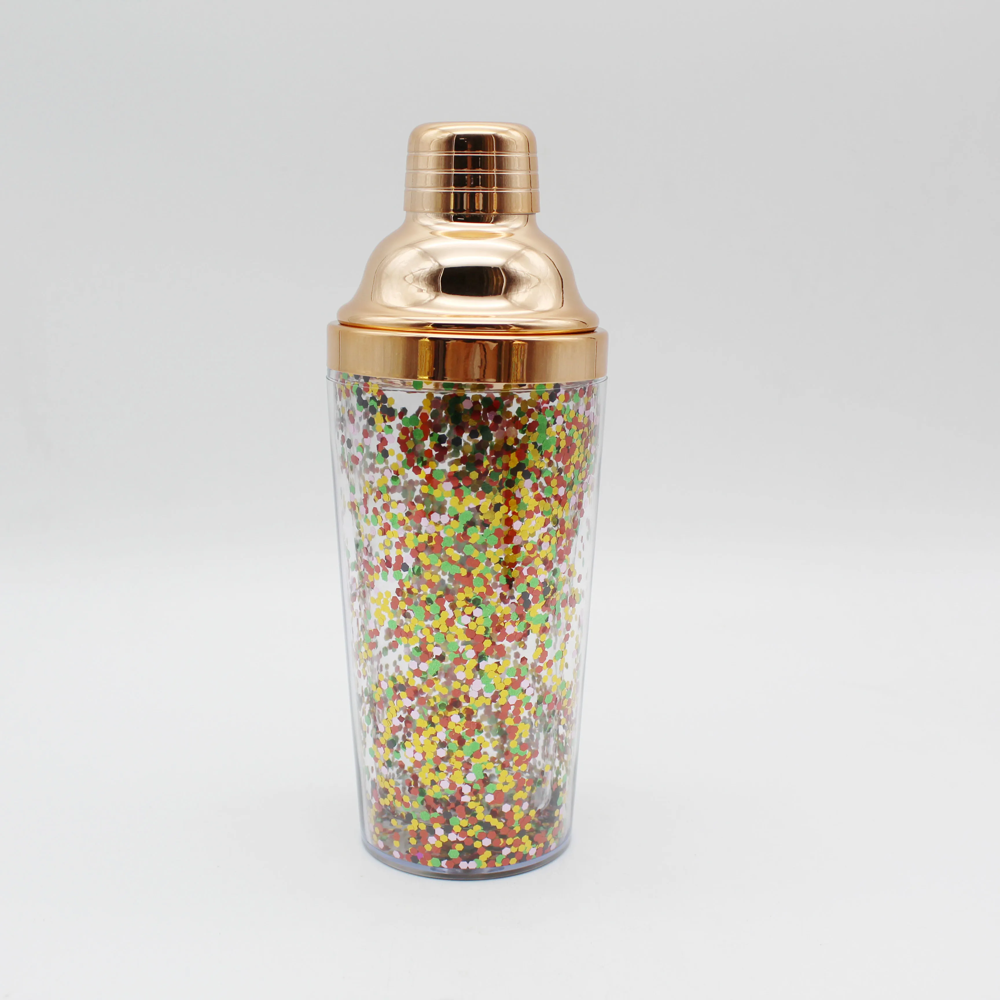 Long Lanh Confetti Shaker Chai Rượu Shaker, Đôi Tường Cocktail Shaker Đối Với Bar Đảng, Shaker Nhựa Với Vàng Confetti