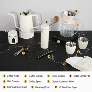 HIGHWIN tragbares Übergießen-Kaffeemaschinen-Set 12-teiliges Kaffeemaschinen-Set