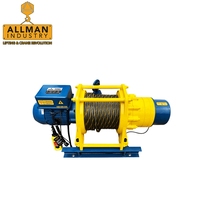 Treuil électrique à câble ALLMAN 2 tonnes M5 IP55 avec moteur WEG 5,5 kW, engrenage planétaire, câble métallique de 100-200 m pour la construction