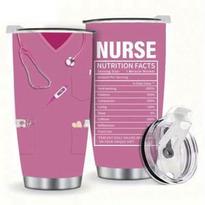El Mejor Regalo para Enfermeras, Día del Enfermero, Taza Termo de Acero Inoxidable 304 de Doble Pared de 20oz con Aislamiento al Vacío, Ecológica, con Información Nutricional - Product Image 1