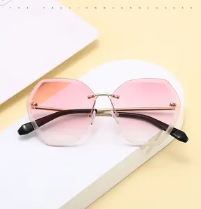 Gafas de sol sin montura de gran tamaño, lentes de sol personalizadas de lujo, venta al por mayor
