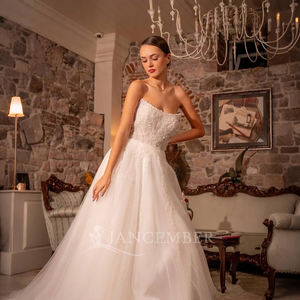 Nuovo abito <span class=keywords><strong>da</strong></span> <span class=keywords><strong>sposa</strong></span> di tendenza con scollo quadrato senza maniche in pizzo modello di Tk93-55 - Product Image 1