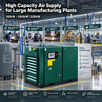 Compresseur d'air rotatif industriel à vis de 185 kW, 200 kW, 220 kW, compresseur électrique haute capacité pour grande usine de fabrication