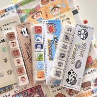 Nouveau tampon de journal créatif de style coréen, mini tampon pour clavier à six touches, tampon personnalisé pour cartes, tampon photosensible à motif de dessin animé