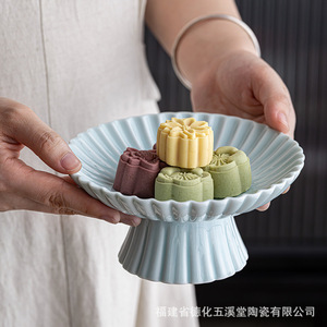 Plato de cerámica para frutas, grande, redondo, de porcelana, diseño minimalista, para el hogar, sala de estar, salón de té, plato para dulces - Product Image 4