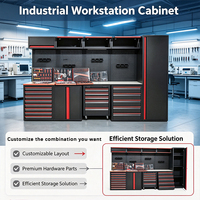 Armoire à outils modulaire robuste en acier, poste de travail multi-tiroirs avec panneau perforé et roulettes, pour garage et atelier de réparation automobile, personnalisable