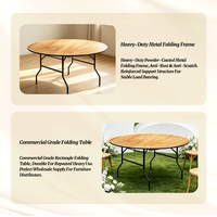 Table de banquet pliante ronde en bois simple de 152 mm pour extérieur, mariage, hôtel