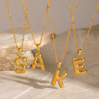 Collares con Colgante de Letras del Alfabeto de Acero Inoxidable Chapado en Oro de 18K, Resistentes al Agua, Clásicos, con Cadena de Eslabones Personalizada con Nombre, Regalo
