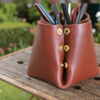 Kotak Pensil Kulit Motif Vas, Tempat Tanaman, Kotak Pena Kulit, Vas Bunga DIY, Dekorasi Kantor, Hadiah