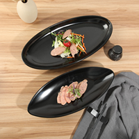 Vente directe d'usine plateau de service ovale en plastique incassable14 pouces plats de poisson en mélamine de forme ovale et assiette pour restaurant hôtel