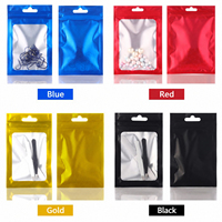 Sachets d'emballage pour bijoux avec fenêtre transparente et fermeture éclair, pochettes refermables en aluminium pour la présentation de boucles d'oreilles, colliers et bracelets