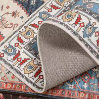 Tapis d'entrée persan vieilli, style bohème, en polyester imitation laine, tapis d'appoint intérieur antidérapant et lavable pour entrée et salon