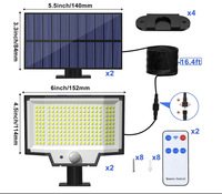 Lampe murale solaire 200 LED avec détecteur de mouvement PIR, projecteur extérieur à panneau solaire séparé, grand angle pour jardin, garage, cour
