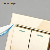 Prise murale universelle en verre trempé doré de luxe, prise UK 16A, USB Type C 18W, charge rapide, usage industriel, hôpital, maison, électrique