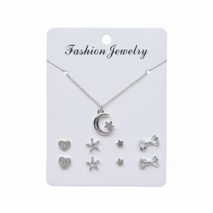 Vendita calda minimalista oro rosa set di gioielli di moda Trending Clip-On orecchini con fiocco croce di perle in acciaio inox all'ingrosso - Product Image 2