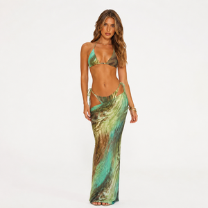 Women Halter Neck <b>Bikini</b> <b>Set</b> Printed Two Piece Swimwear Beachwear <b>Skirted</b> Swim Outfit - Product Image 1