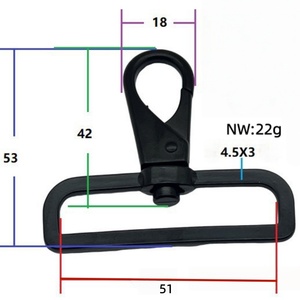 Mousquetons en métal <span class=keywords><strong>noir</strong></span> de 50 mm, boucle pivotante à ressort en alliage, fermoir rotatif, quincaillerie pour sacs - Product Image 2