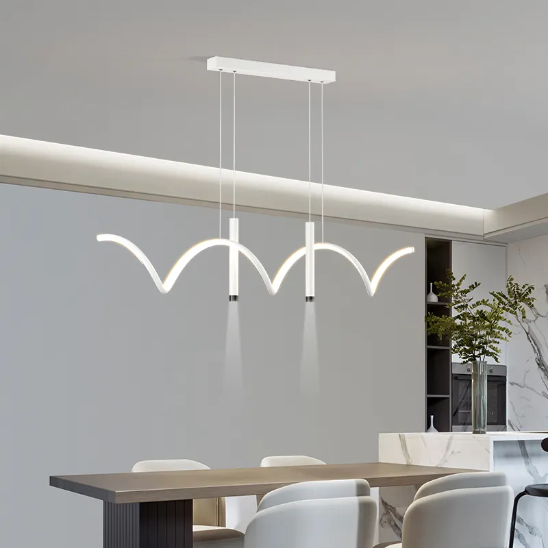 Lampu Gantung Hitam Putih Interior Ruang Makan LED Aluminium Nordik