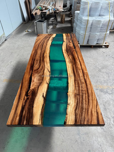 New Arrival Solid Walnut Wood Live Edge Coffee <strong>Dining</strong> Room <strong>Grey</strong> Color Island Restaurant Epoxy Resin Slab Kitchen <strong>Dining</strong> <strong>Table</strong> - Product Image 2