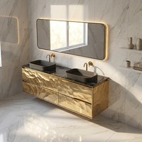 Meuble de salle de bain de luxe doré avec double vasque 48 pouces et plateau intégré
