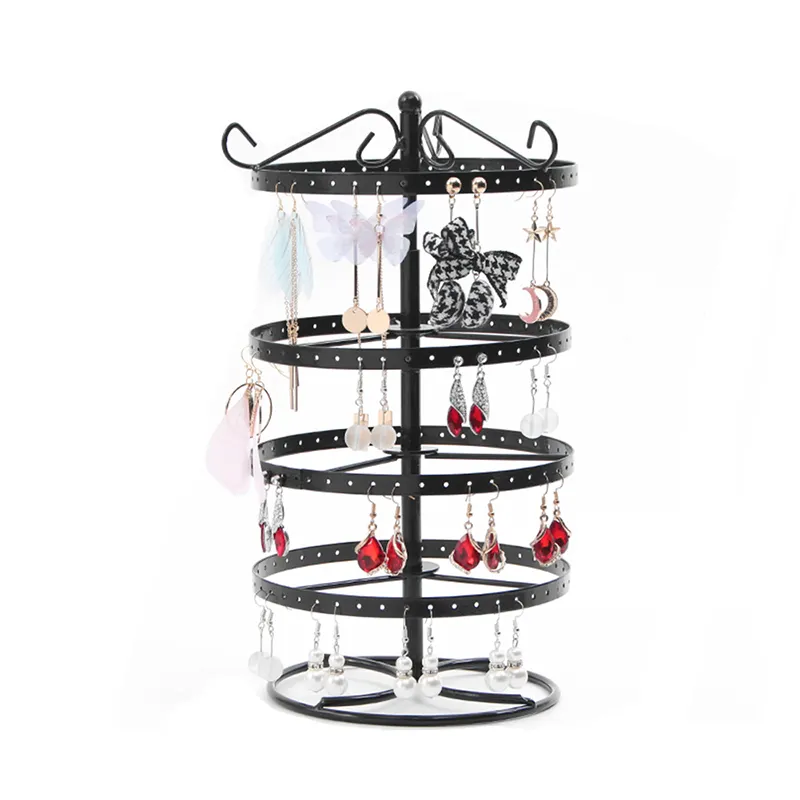 Fast Delivery Metal Rotating Jewelry Earring Displays Stand 4Layers Detachable Earring Stud Display Rack Earring Shop Organiser
